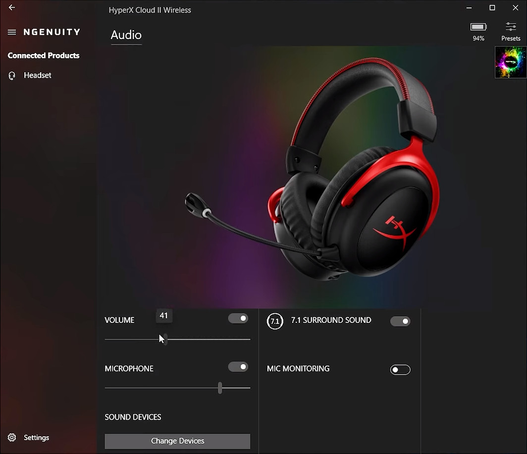 NGENUITY szoftver, szegényes opciókkal.