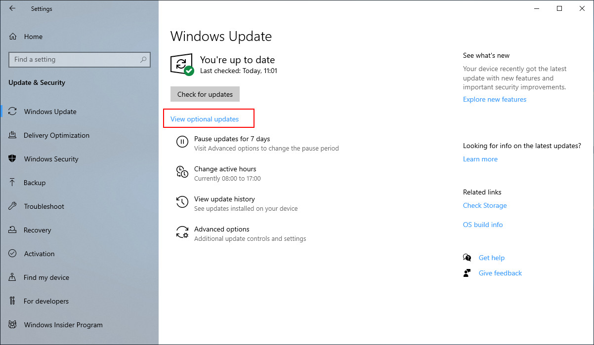 Mostantól a Windows Update által kínált listát használhatjuk