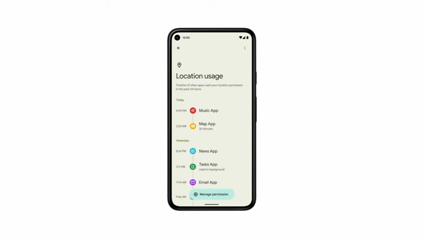 Az Android 12 megmutatja, hogy melyik app mihez és mikor fért hozzá.
