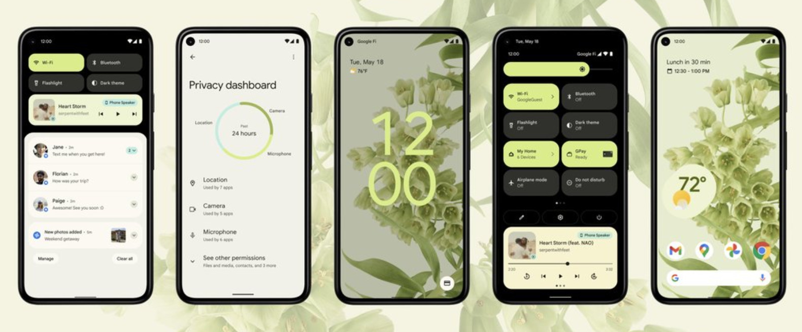 Az Android 12 a beállított háttérhez igazítja a téma színeit.