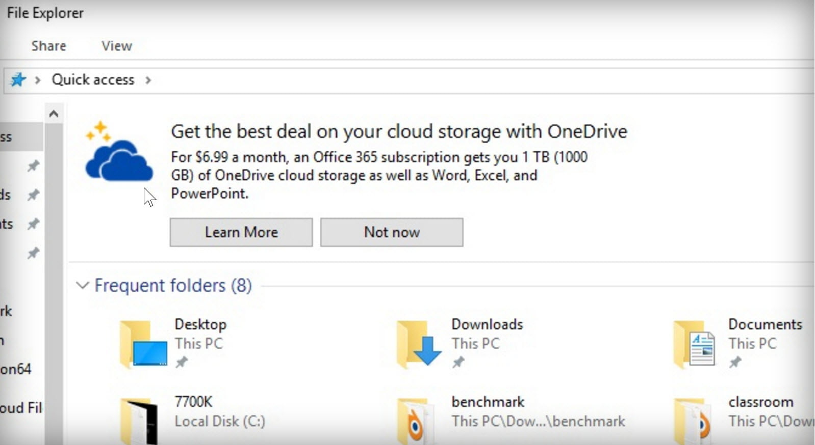 Korábban is került már reklám a Fájlkezelõbe, de akkor sem maradt sokáig.  (Kép: Windows Insider)