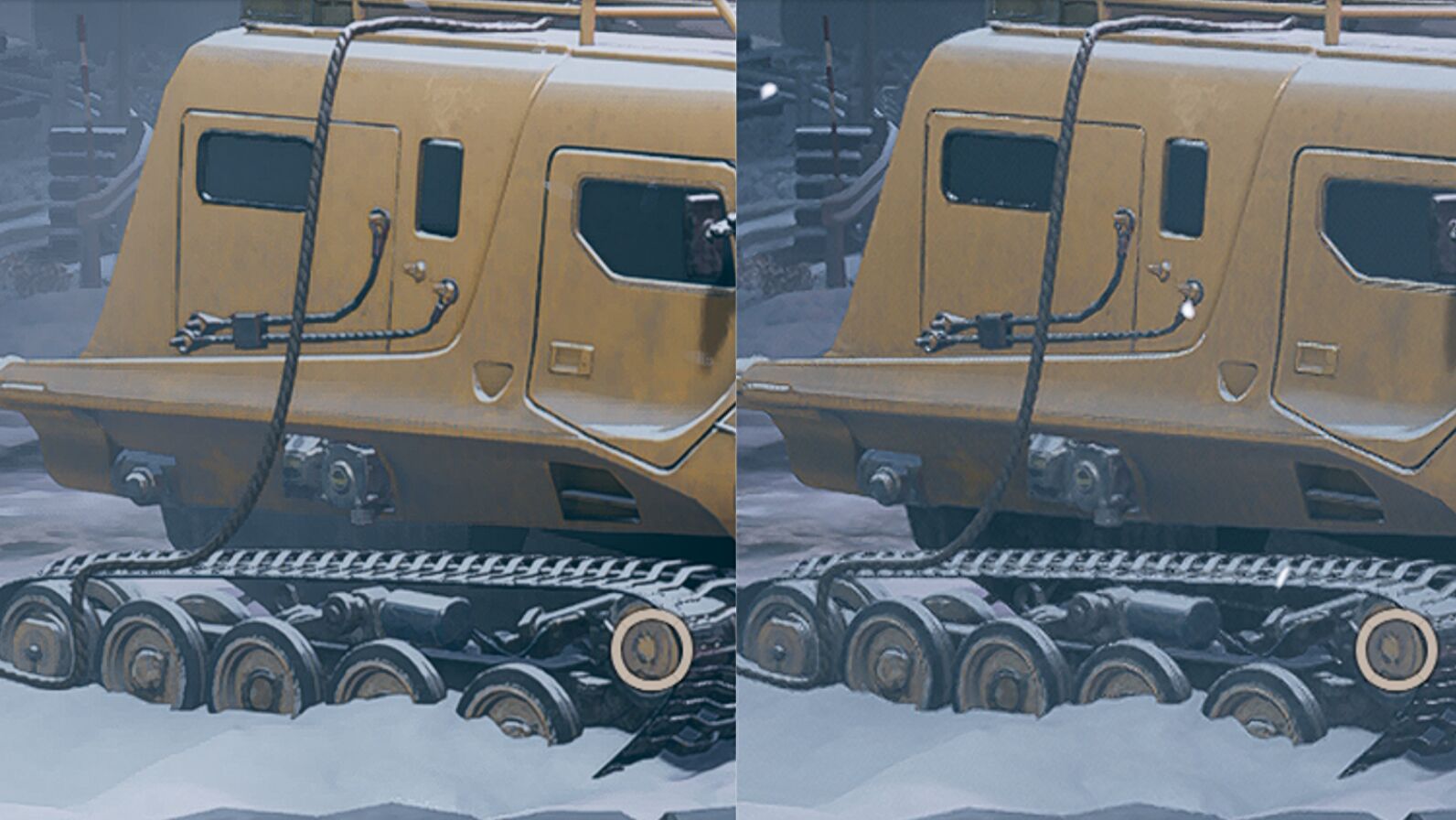 Balra: FSR 2.0, Quality beállítás. Jobbra: FSR 1.0, Ultra Quality beállítás. (Kép: Rock, Paper, Shotgun)